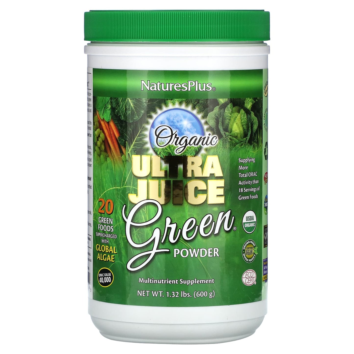 NaturesPlus-Organic Ultra Juice Green Powder-1.32 lbs (600 g)