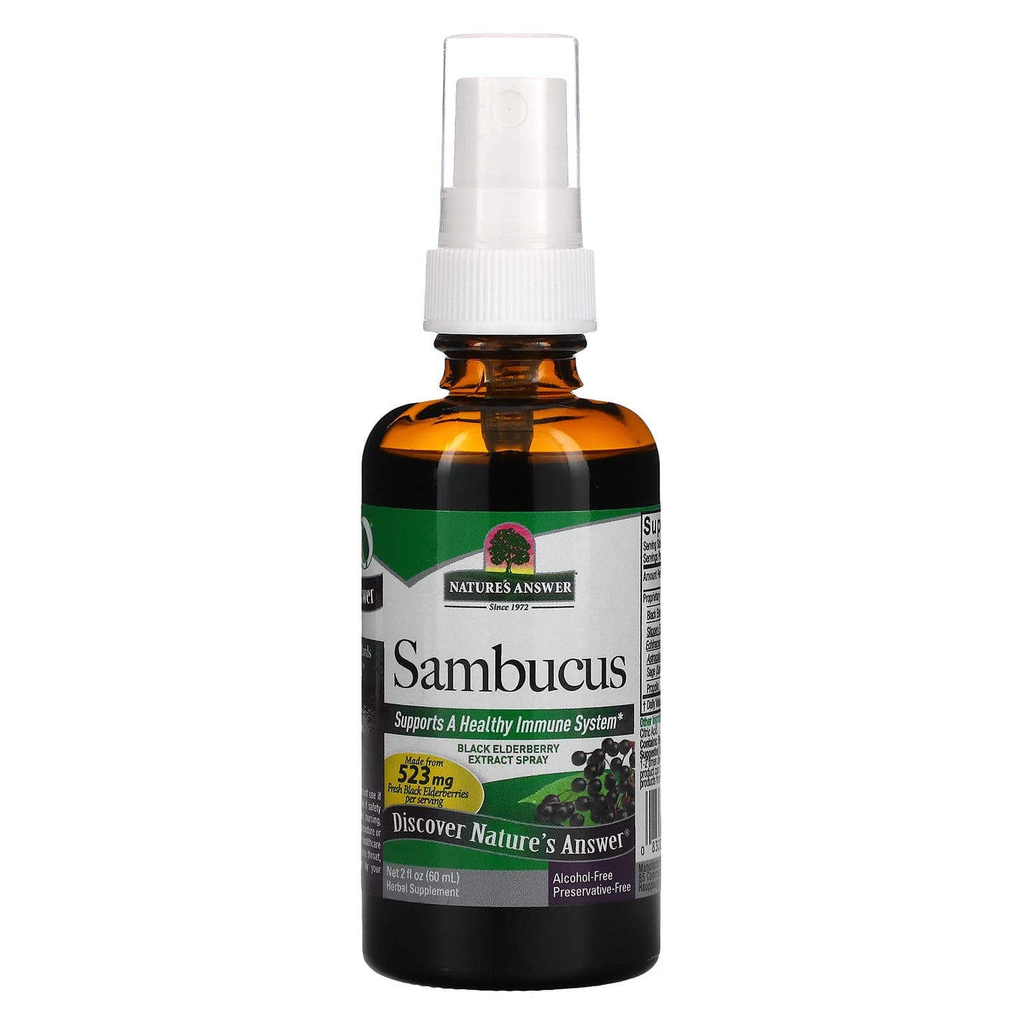 Nature's Answer-Sambucus-Black Elderberry Extract Spray-Alcohol-Free-2 fl oz (60 ml)