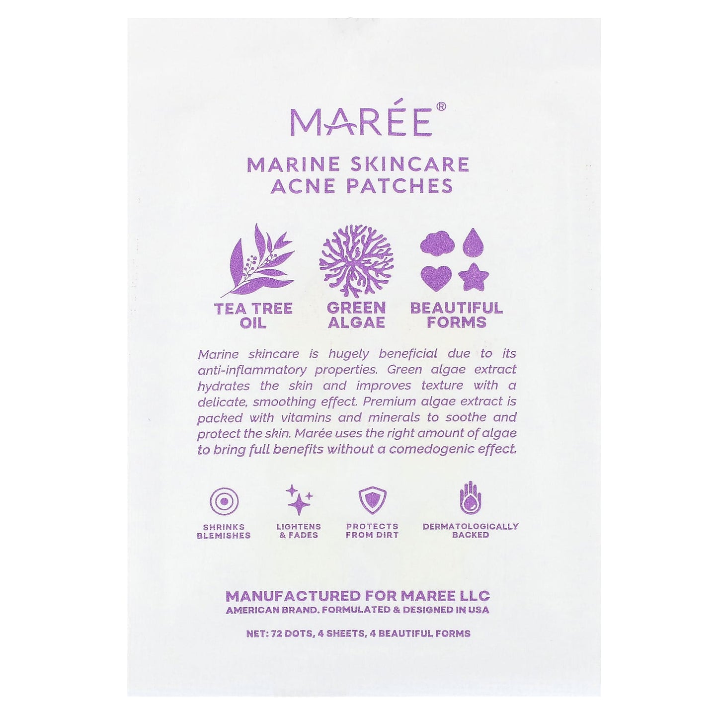 Maree, Marine Skincare Acne Patches, 72 Dots