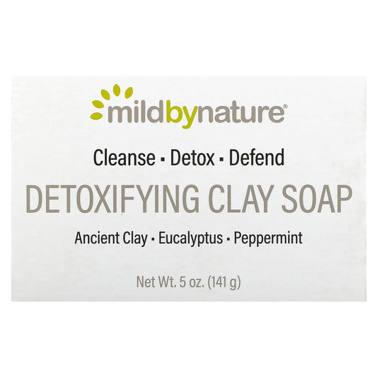 Mild By Nature-Detoxifying Clay-Bar Soap-Eucalyptus & Peppermint-with Ancient Clay-5 oz (141 g)