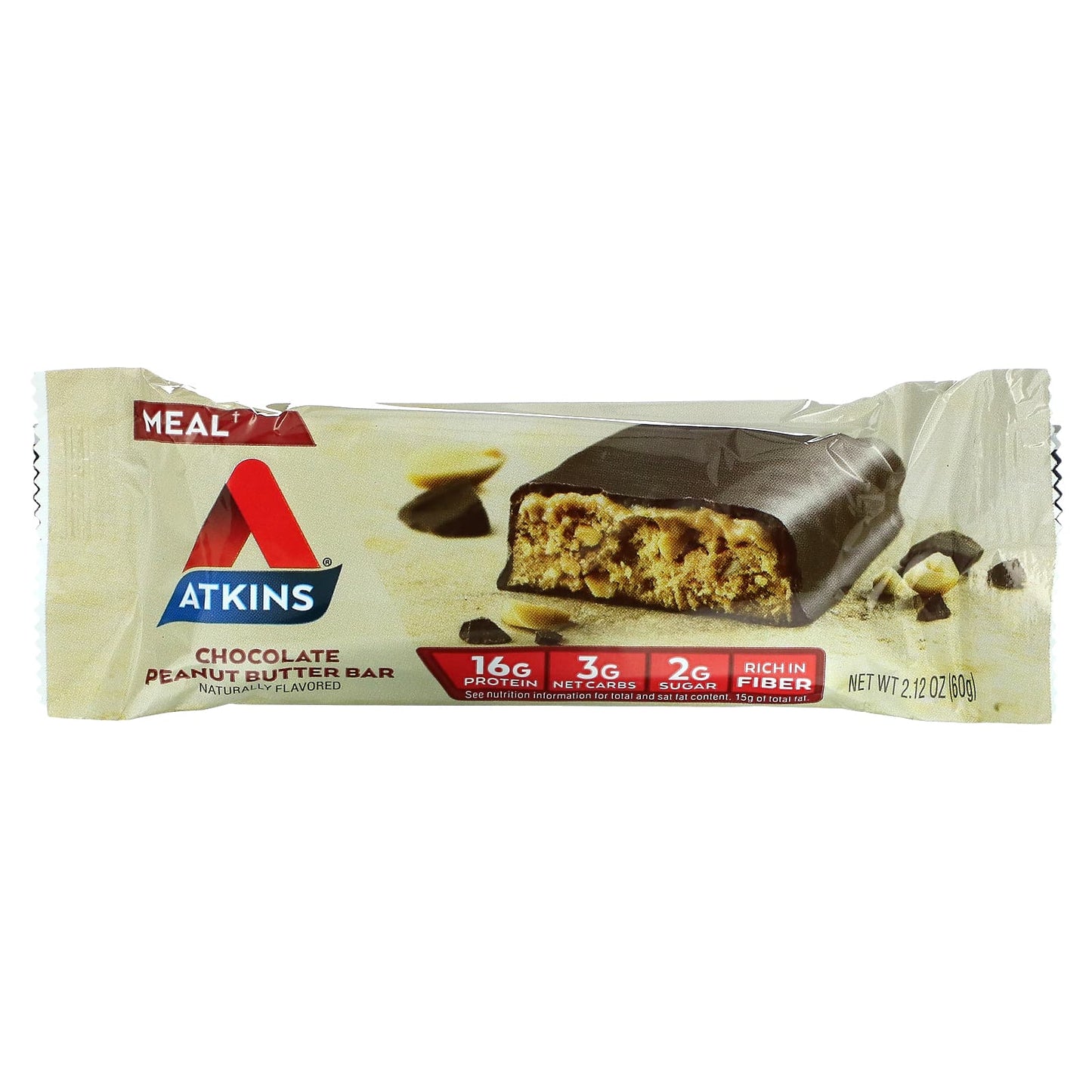 Atkins, Protein Meal Bar, Chocolate Peanut Butter, 8 Bars, 2.12 oz (60 g)