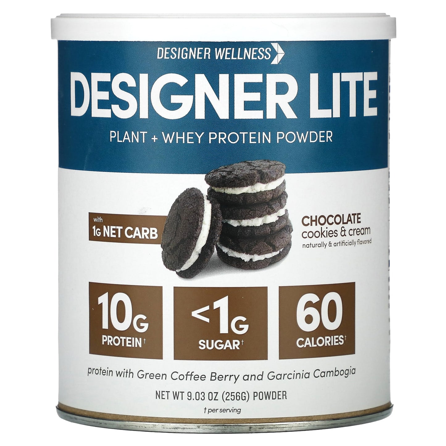 Designer Wellness-Designer Lite-Plant + Whey Protein Powder-Chocolate Cookies & Cream -9.03 oz (256 g)