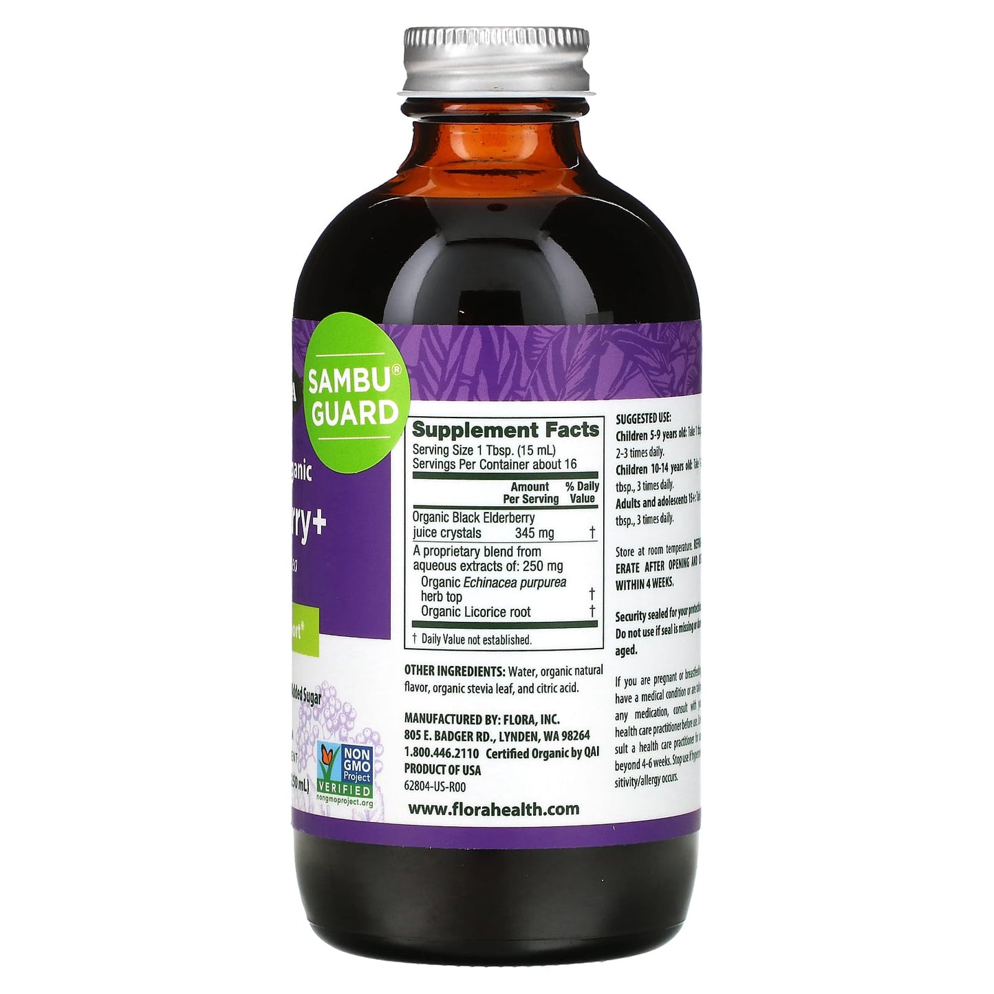 Flora, Certified Organic Elderberry+ with Echinacea, Immune Support,  8.5 fl oz (250 ml)