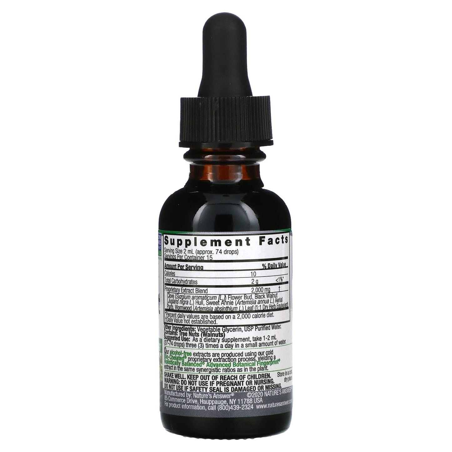 Nature's Answer, Black Walnut & Wormwood, Fluid Extract, Alcohol-Free, 2,000 mg, 1 fl oz (30 ml)