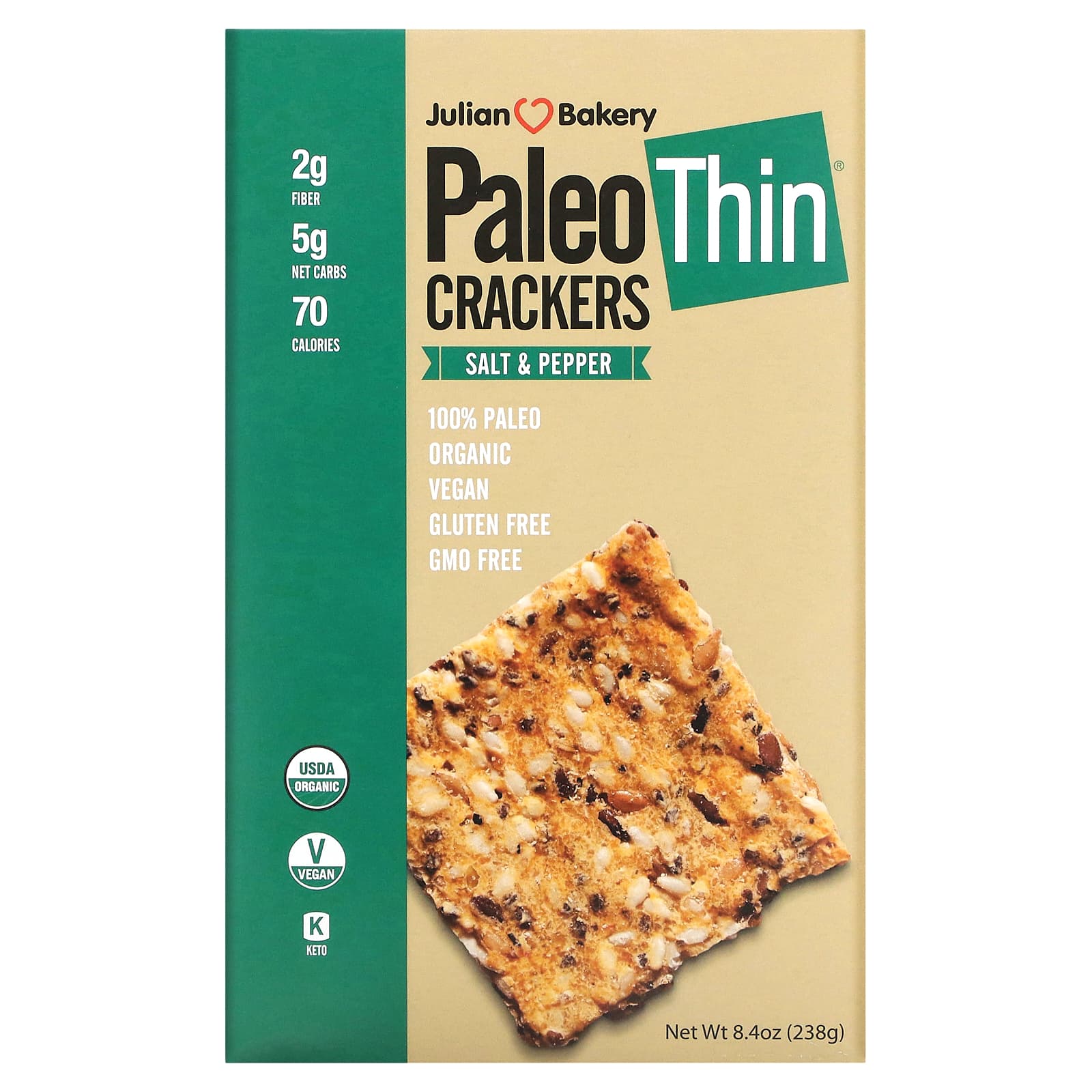 Julian Bakery-Paleo Thin Crackers-Salt & Pepper-8.4 oz (238 g)