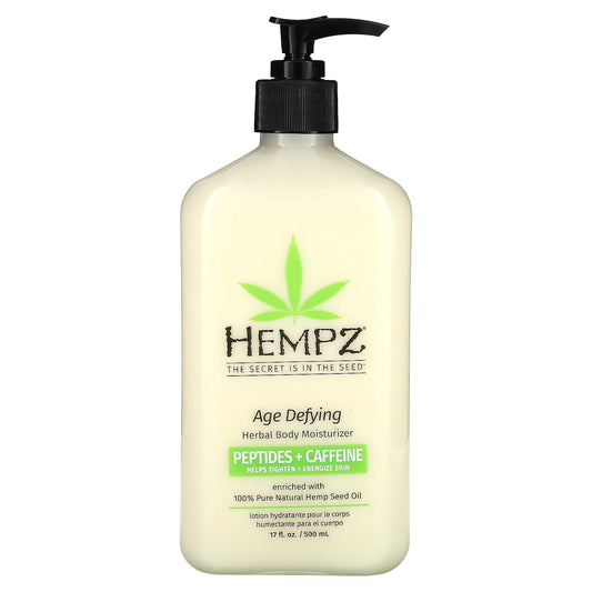 Hempz-Age Defying Herbal Body Moisturizer-Peptides + Caffeine-17 fl oz (500 ml)