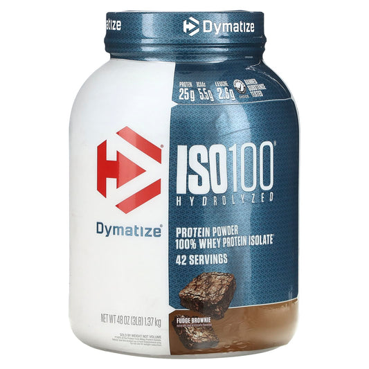 Dymatize-ISO100 Hydrolyzed-100% Whey Protein Isolate-Fudge Brownie-3 lb (1.37 kg)