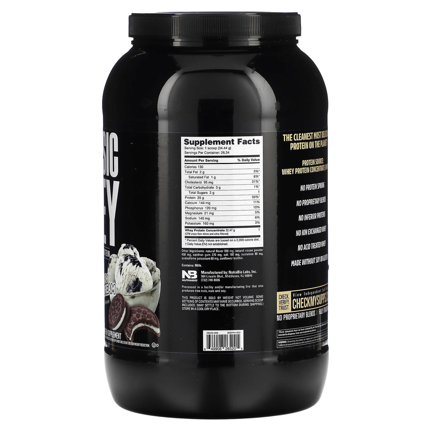 NutraBio, Classic Whey Protein, Ice Cream Cookie Dream, 2 lbs  (907 g)