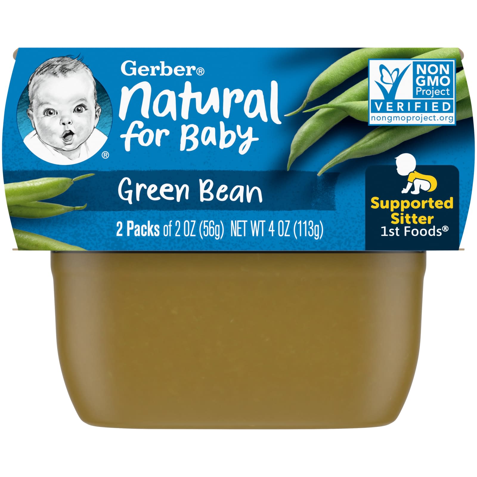 Gerber-Natural for Baby-1st Foods-Green Bean-2 Pack-2 oz (56 g) Each