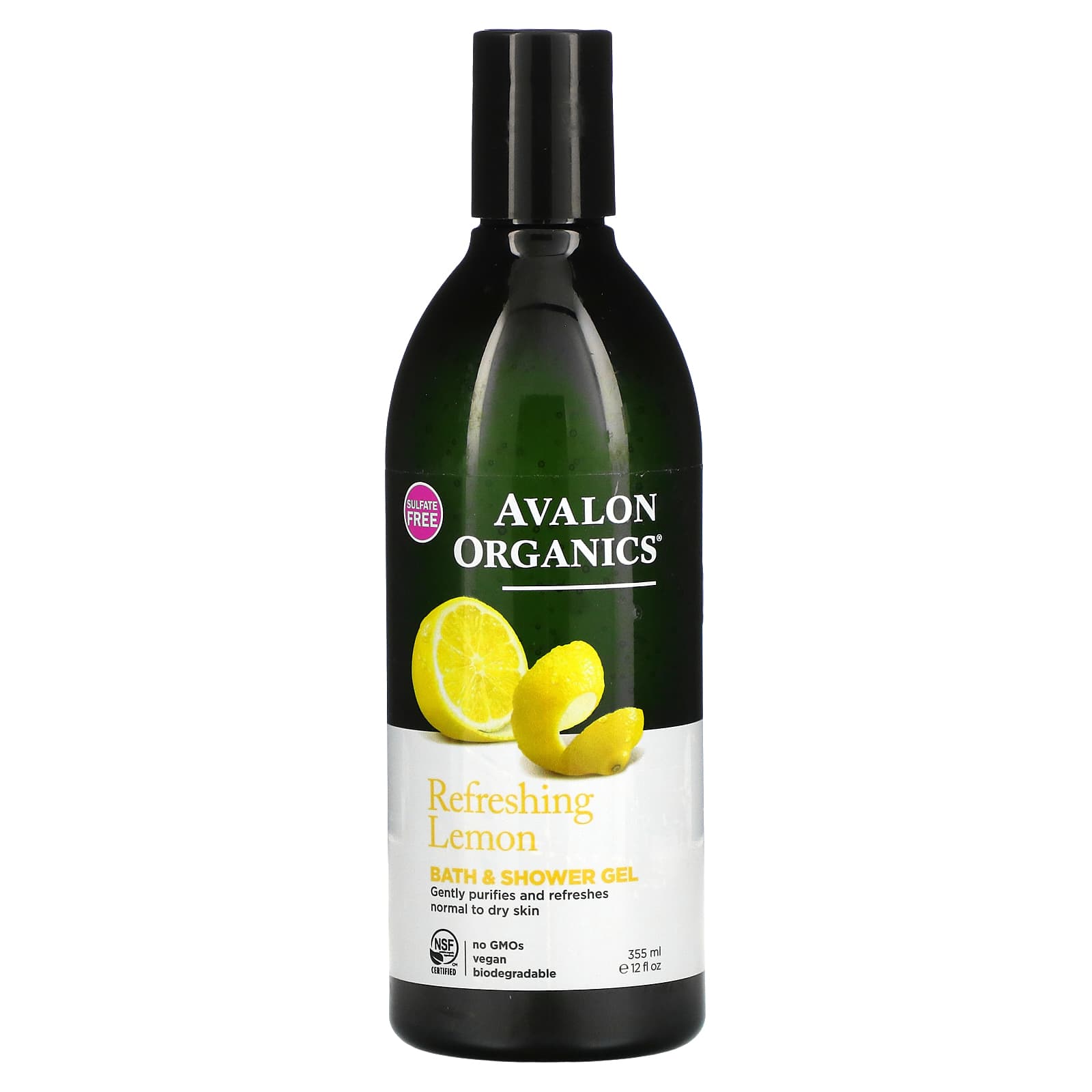 Avalon Organics-Bath & Shower Gel-Refreshing Lemon-12 fl oz (355 ml)