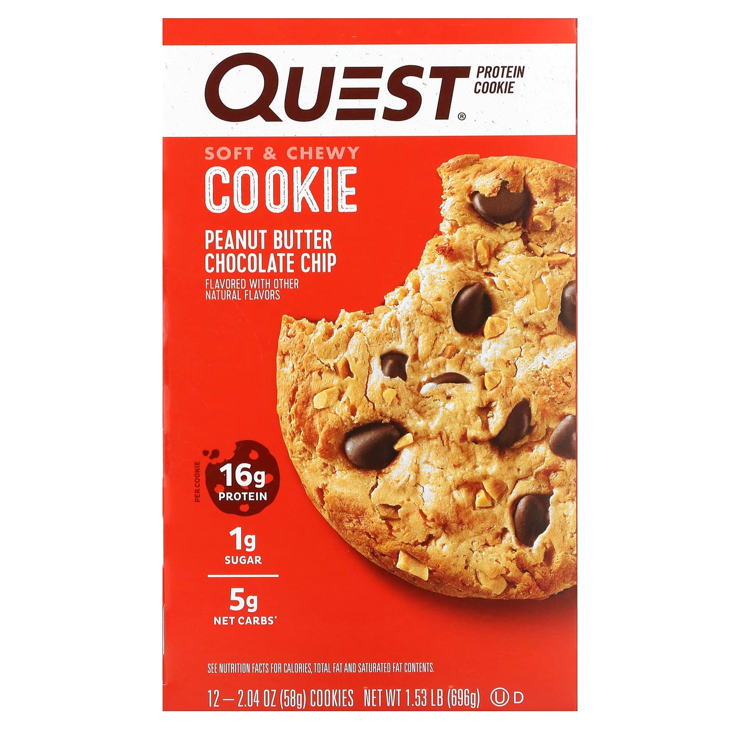 Quest Nutrition-Protein Cookie-Peanut Butter Chocolate Chip-12 Pack-2.04 oz (58 g) Each