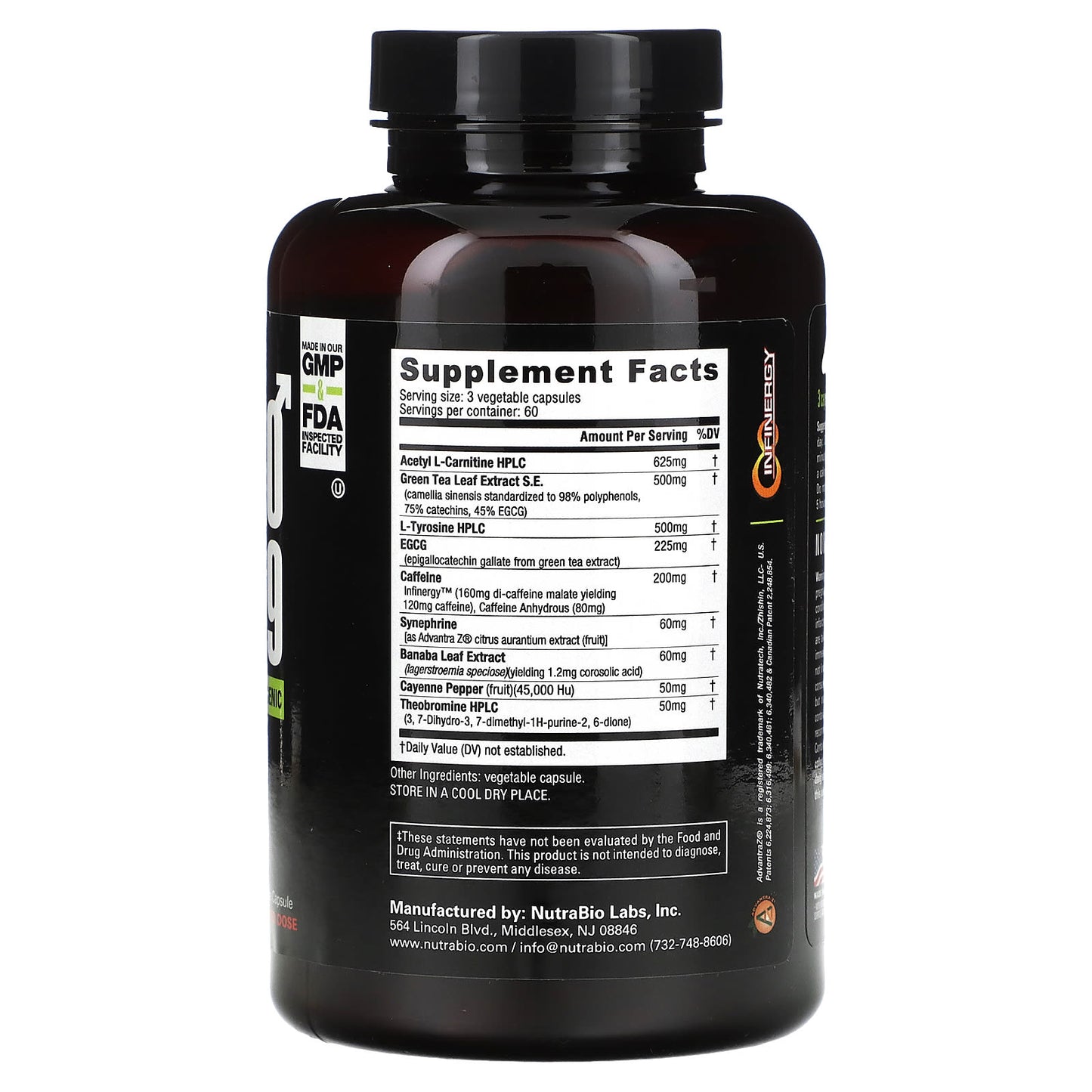 NutraBio, ThermoFuel V.9 for Men, 180 V-Caps