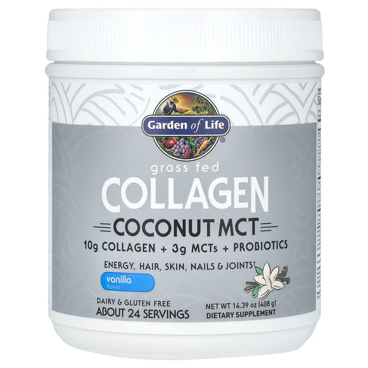 Garden of Life-Grass Fed Collagen-Coconut MCT-Vanilla-14.39 oz (408 g)