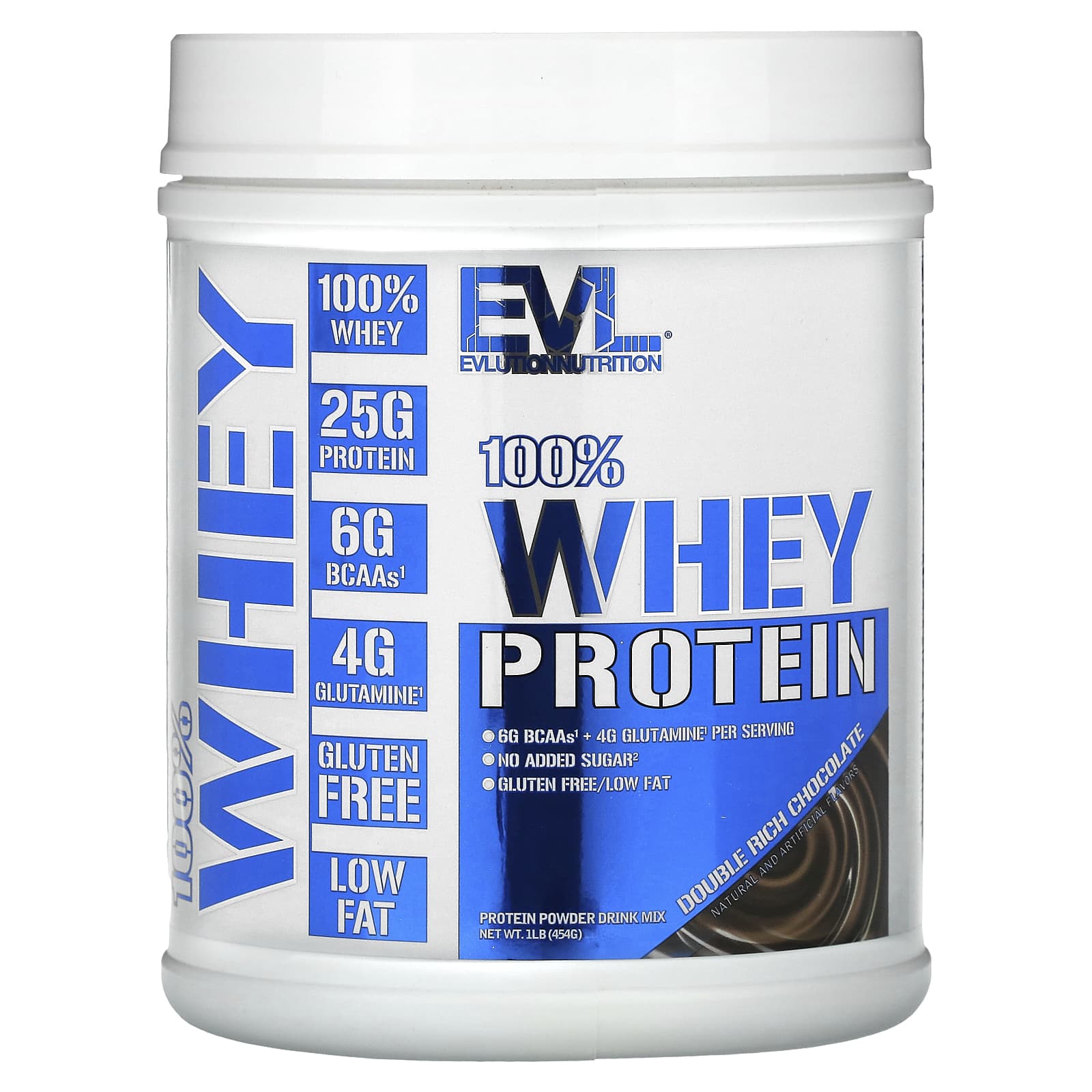 EVLution Nutrition-100% Whey Protein-Double Rich Chocolate-1 lb (454 g)