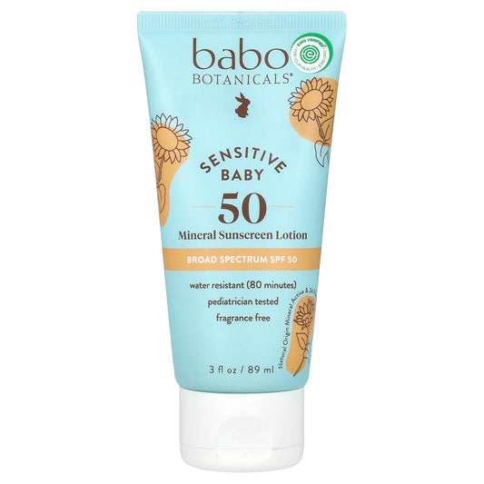 Babo Botanicals-Sensitive Baby-Mineral Sunscreen Lotion-SPF 50-Fragrance Free-3 fl oz (89 ml)