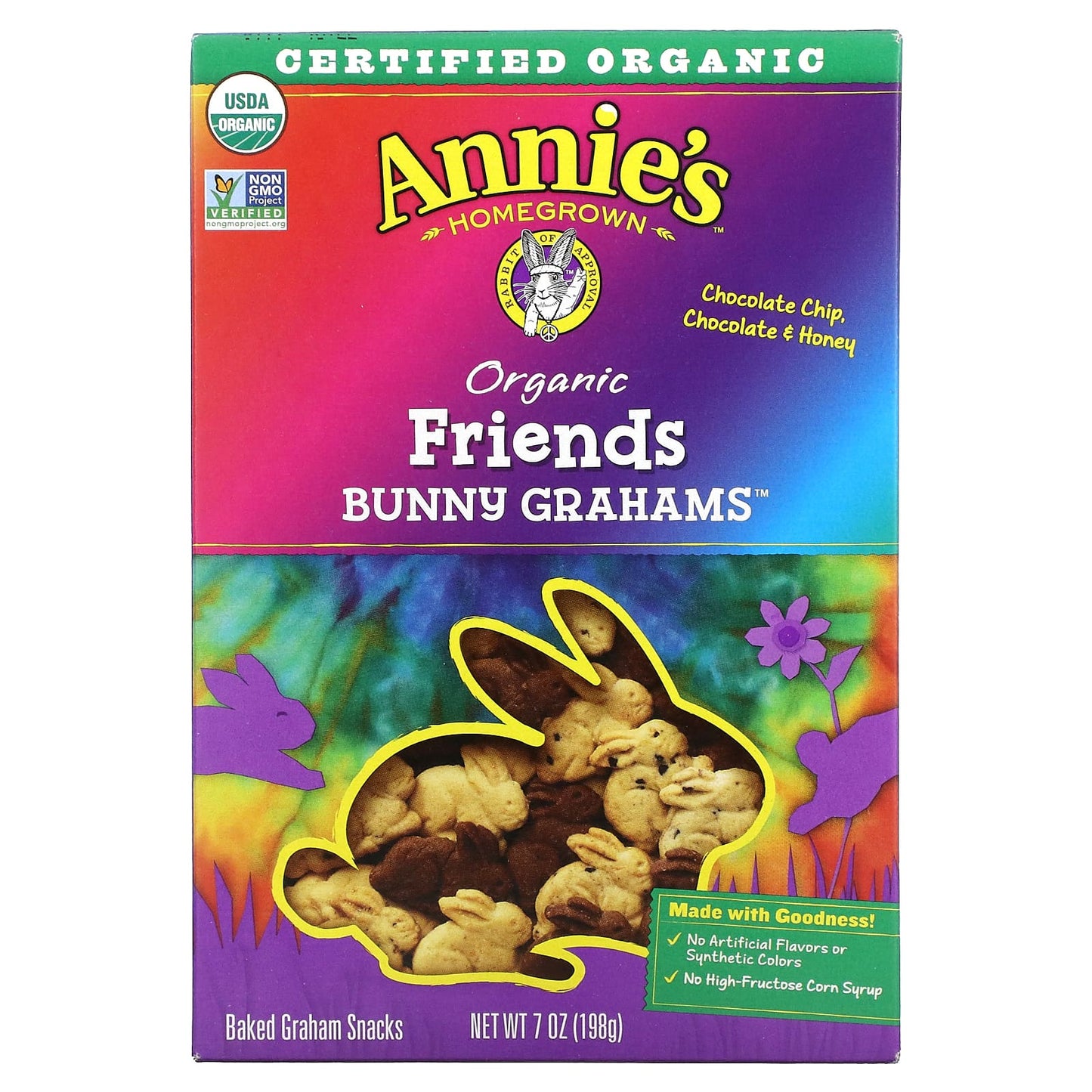 Annie's Homegrown-Organic Friends Baked Bunny Graham Snacks-Chocolate Chip-Chocolate & Honey-7 oz (198 g)