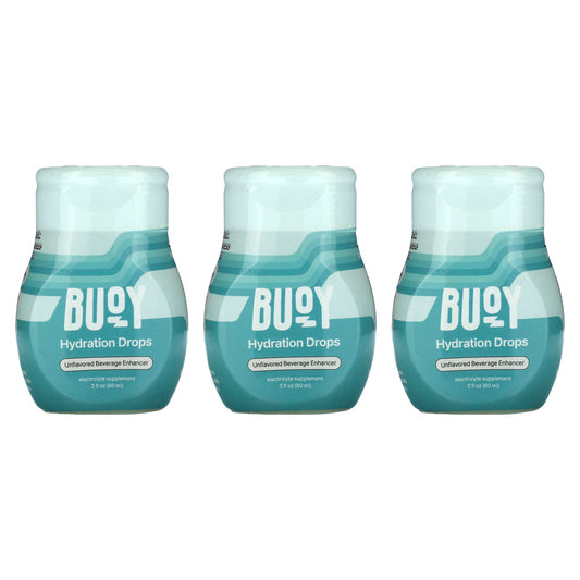 Buoy Hydration-Hydration Drops-Beverage Enhancer-Unflavored-3 Pack-2 fl oz (60 ml) Each