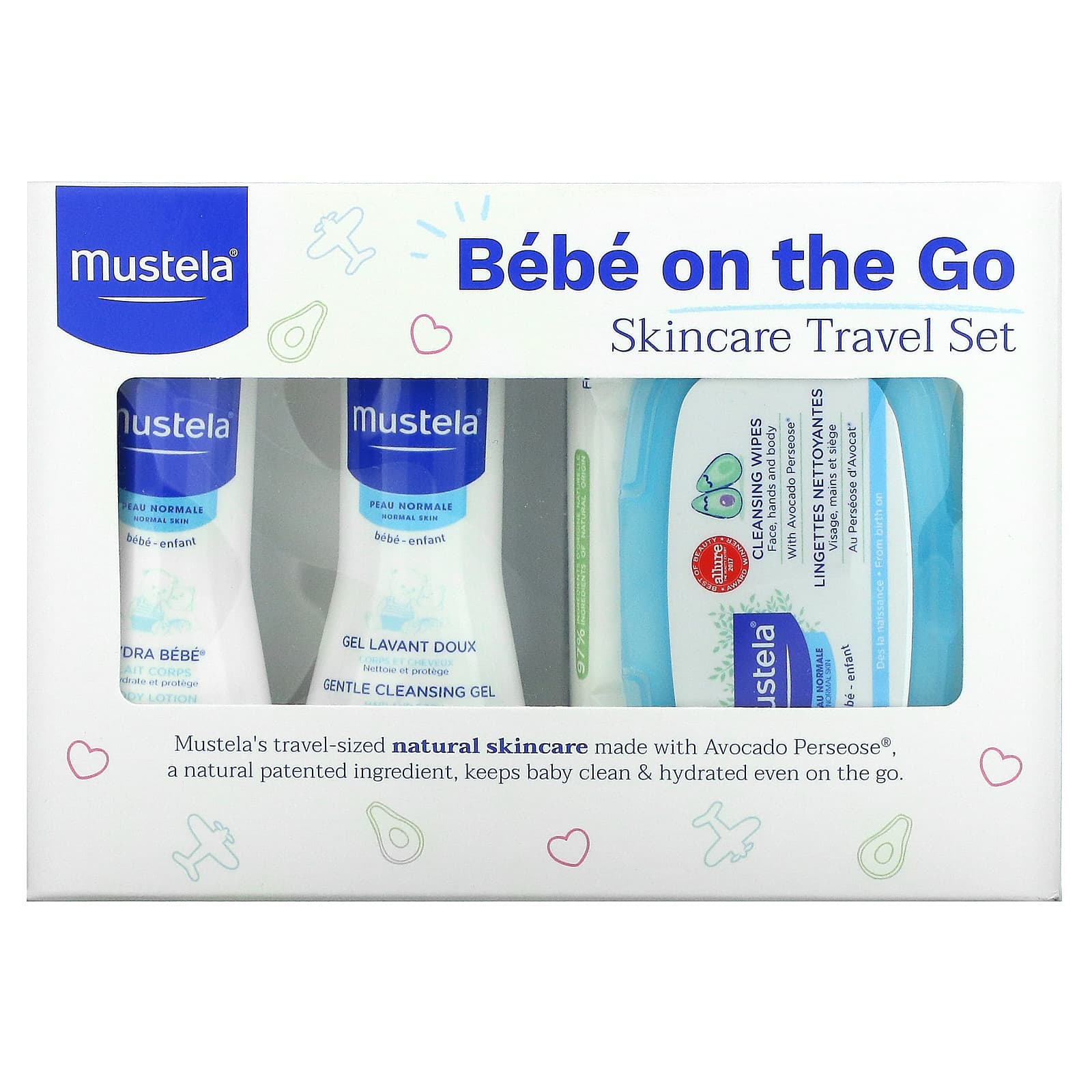 Mustela-Bebe On The Go-Skincare Travel Set-3 Piece Set