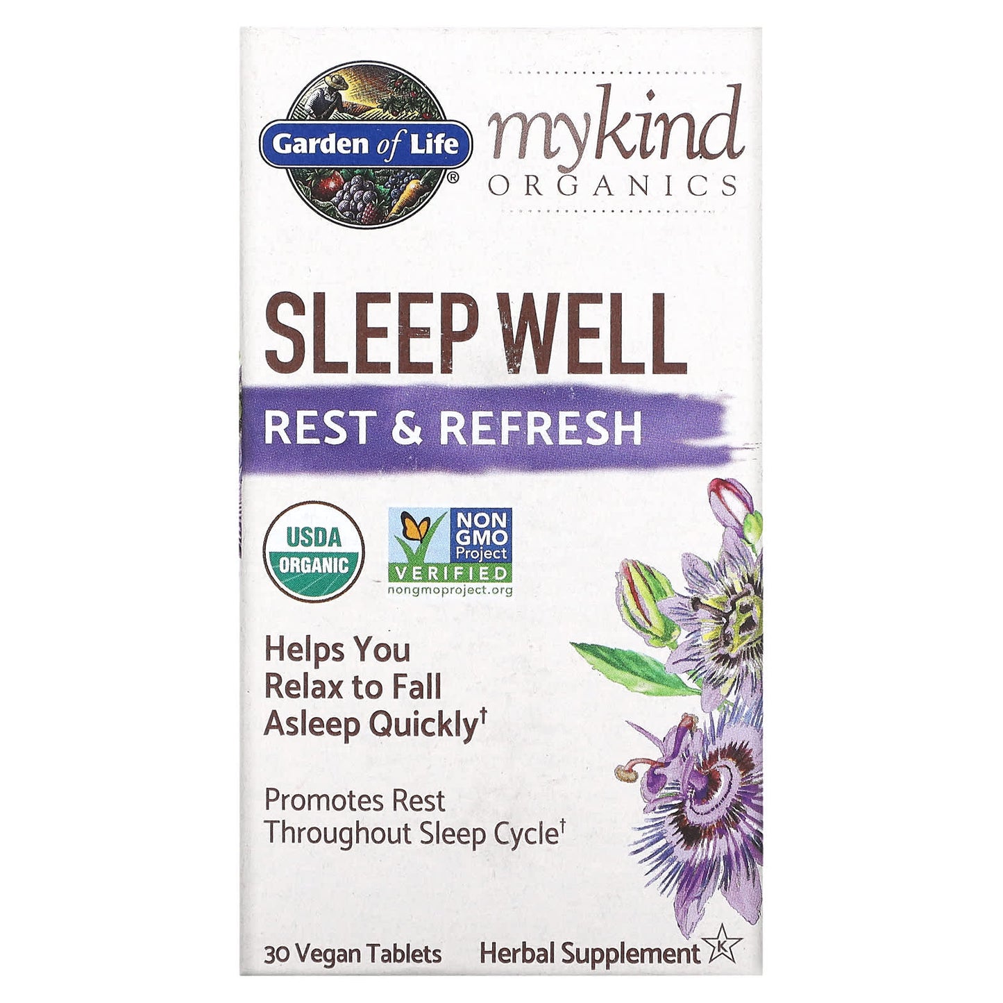 Garden of Life-MyKind Organics-Sleep Well-Rest & Refresh-30 Vegan Tablets