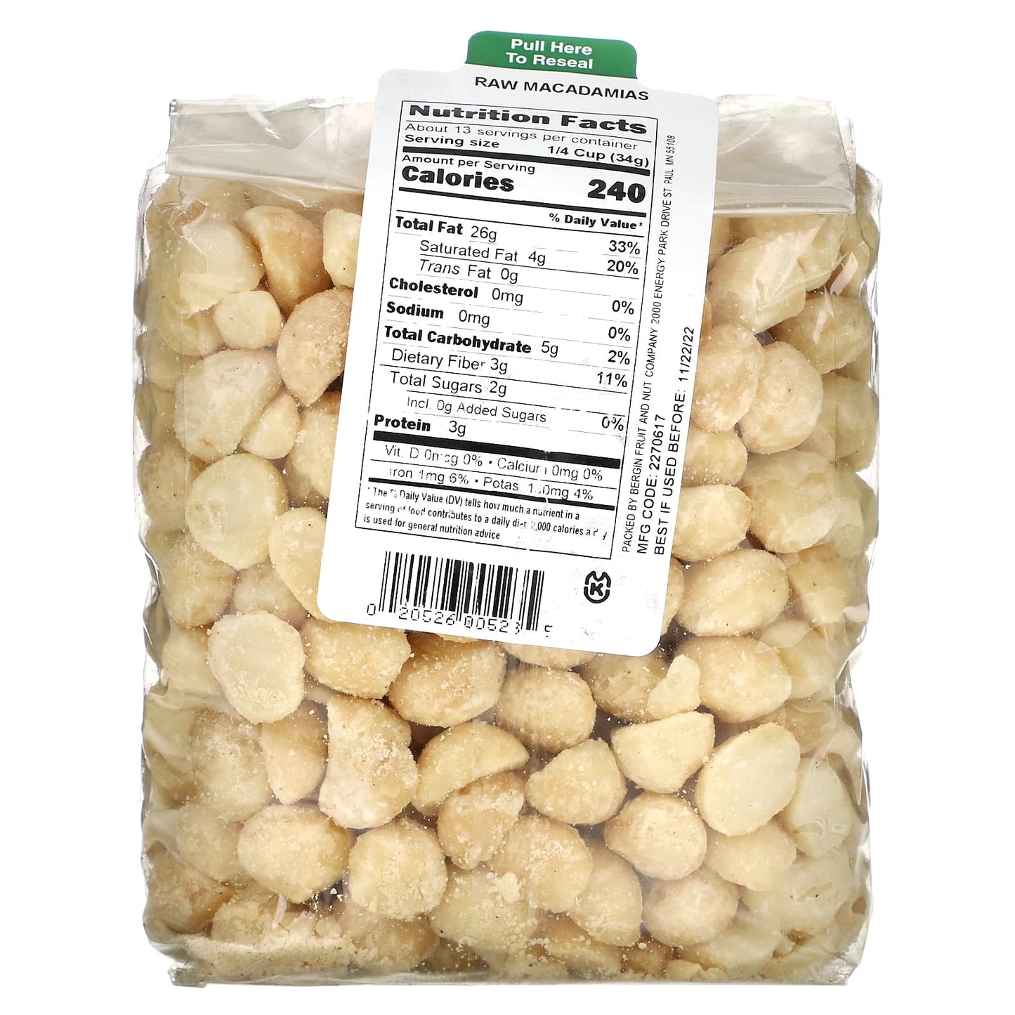 Bergin Fruit and Nut Company, Raw Macadamias, 16 oz (454 g)