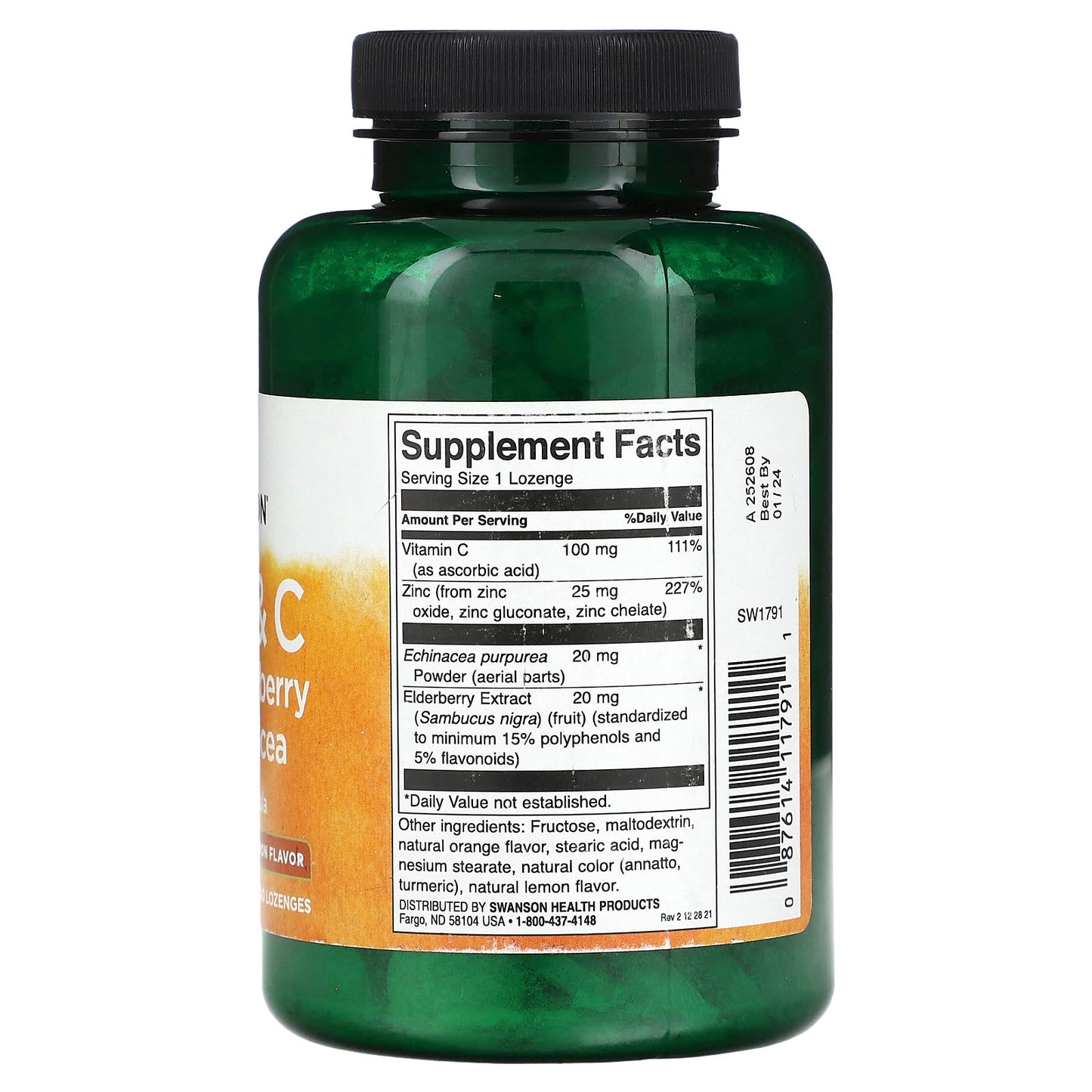 Swanson, Zinc & C With Elderberry & Echinacea, Orange & Lemon, 200 Lozenges