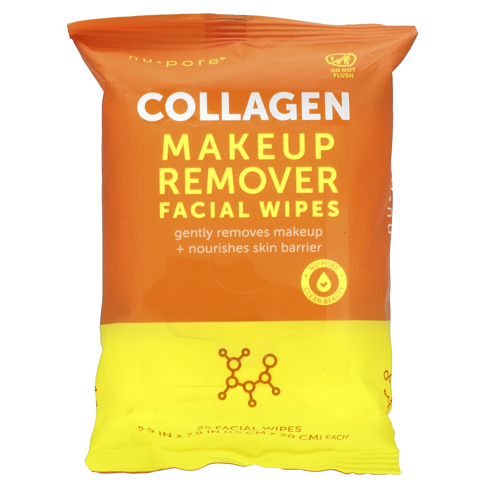 Nu-Pore-Collagen Makeup Remover Facial Wipes-25 Facial Wipes