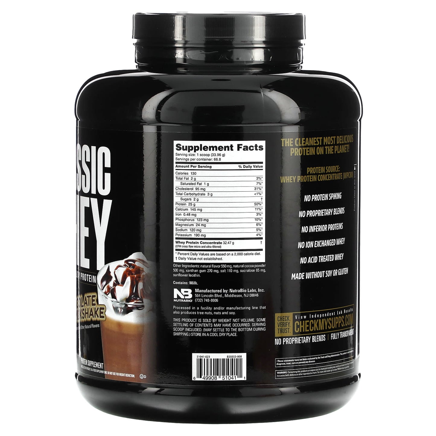 NutraBio, Classic Whey Protein, Chocolate Milkshake, 5 lbs (2,268 g)