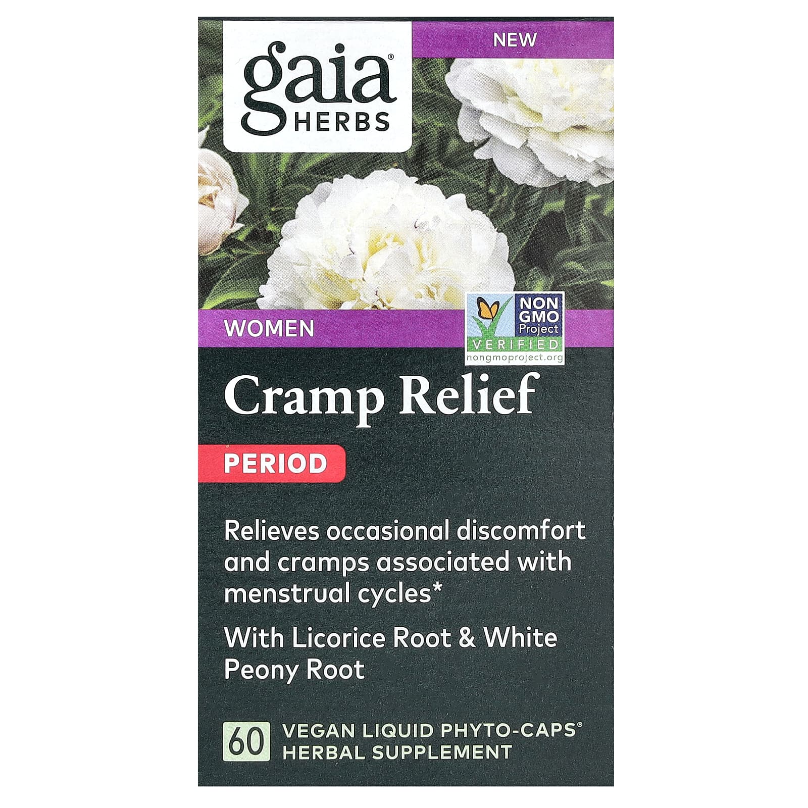 Gaia Herbs-Women-Cramp Relief-Period-60 Vegan Liquid Phyto-Caps