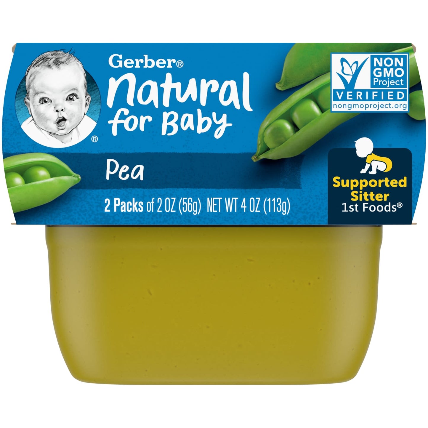 Gerber-Natural for Baby-1st Foods-Pea-2 Pack-2 oz (56 g) Each