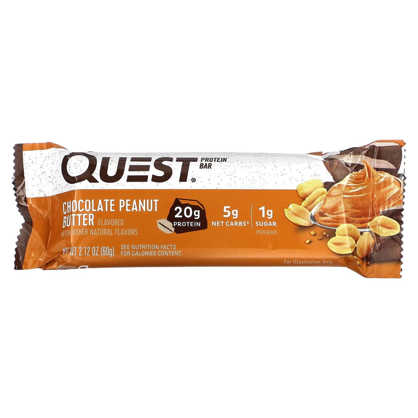 Quest Nutrition, Protein Bar, Chocolate Peanut Butter, 4 Bars, 2.12 oz (60 g) Each