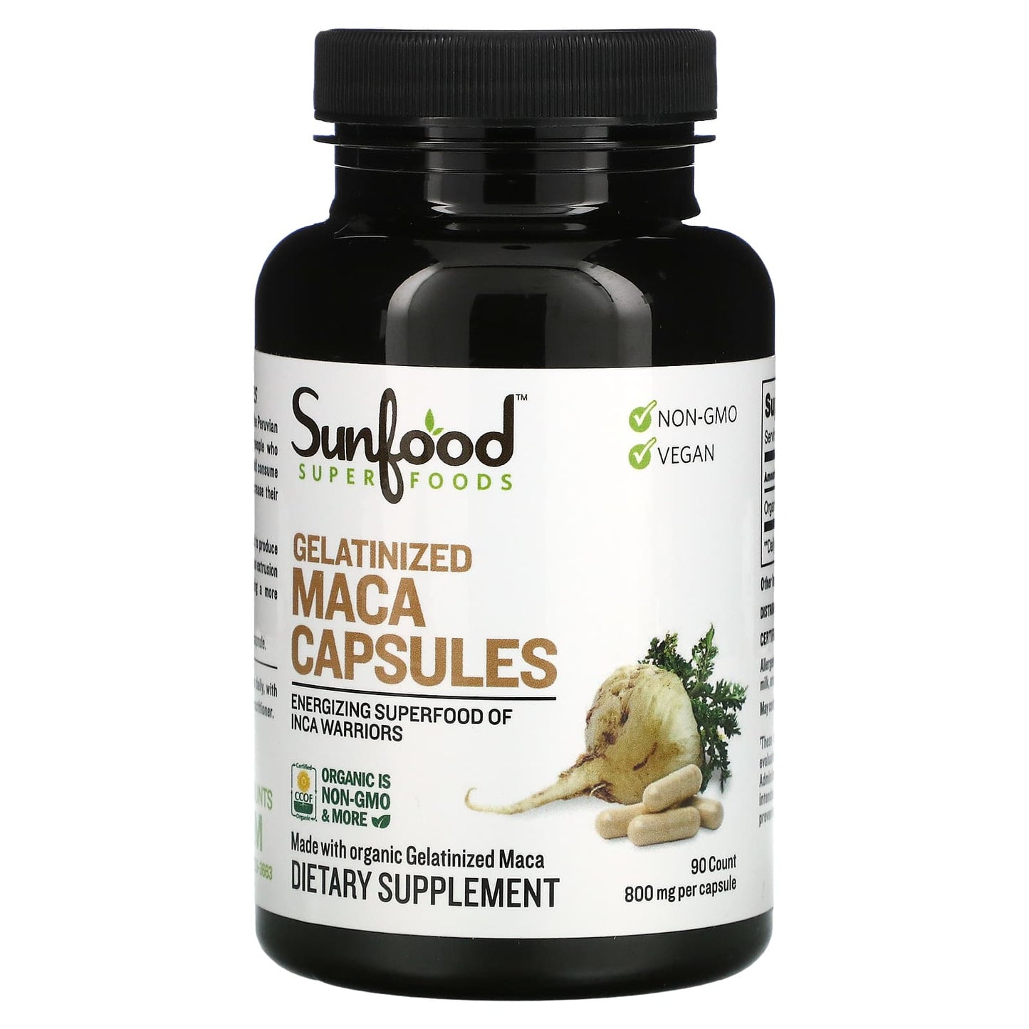 Sunfood-Gelatinized Maca Capsules-800 mg-90 Capsules