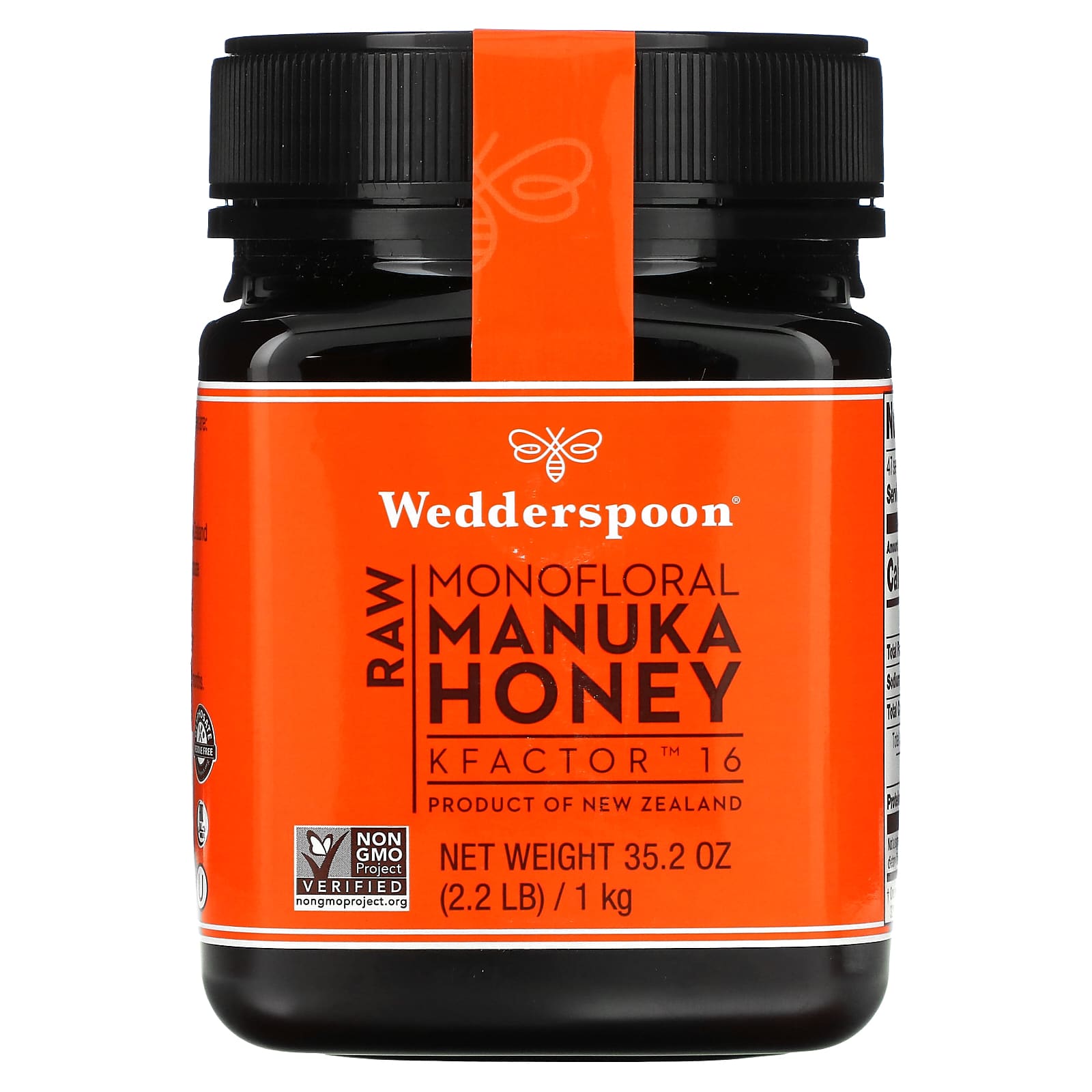 Wedderspoon-Raw Monofloral Manuka Honey-KFactor 16-2.2 lb (1 kg)