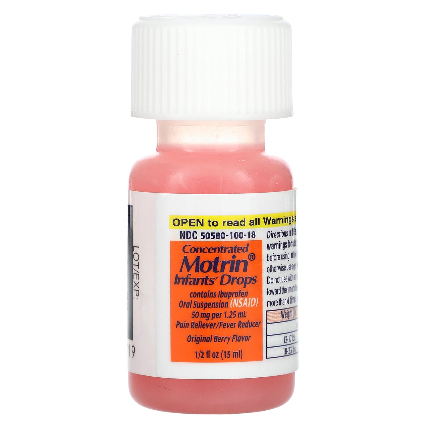 Motrin, Concentrated Infants' Drops, Ages 6 Mos. to 23 Mos., Original Berry, 1/2 fl oz (15 ml)