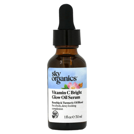 Sky Organics-Vitamin C Bright Glow Oil Serum-Rosehip & Turmeric Oil Blend-1 fl oz (30 ml)