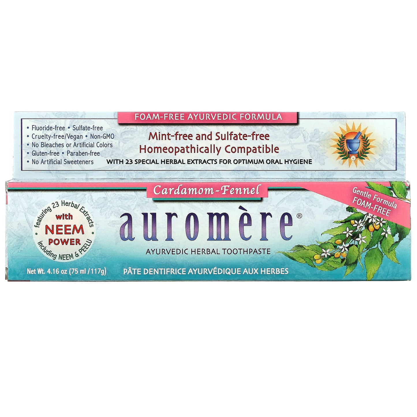 Auromere, Ayurvedic Herbal Toothpaste, Foam-Free, Cardamom-Fennel, 4.16 oz (117 g)