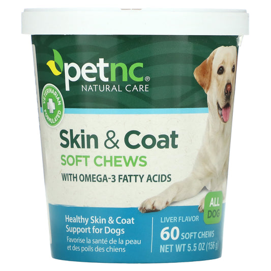 petnc NATURAL CARE-Skin & Coat-All Dog-Liver-60 Soft Chews-5.5 oz (156 g)