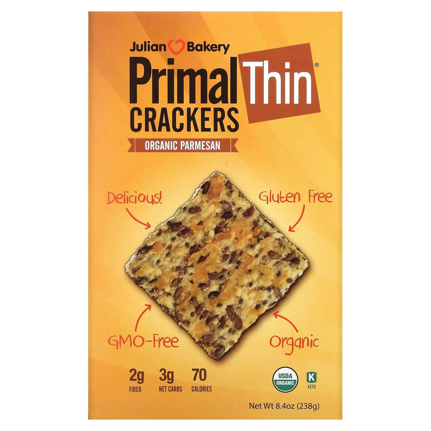 Julian Bakery-Primal Thin Crackers-Organic Parmesan-8.4 oz (238 g)