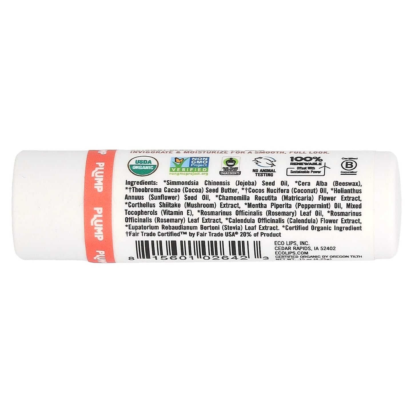 Eco Lips, Lip Food, Nutrient-Dense Organic Lip Balm, Rosemary Mint And Chamomile Mushroom Extract, 0.15 oz (4.25 g)