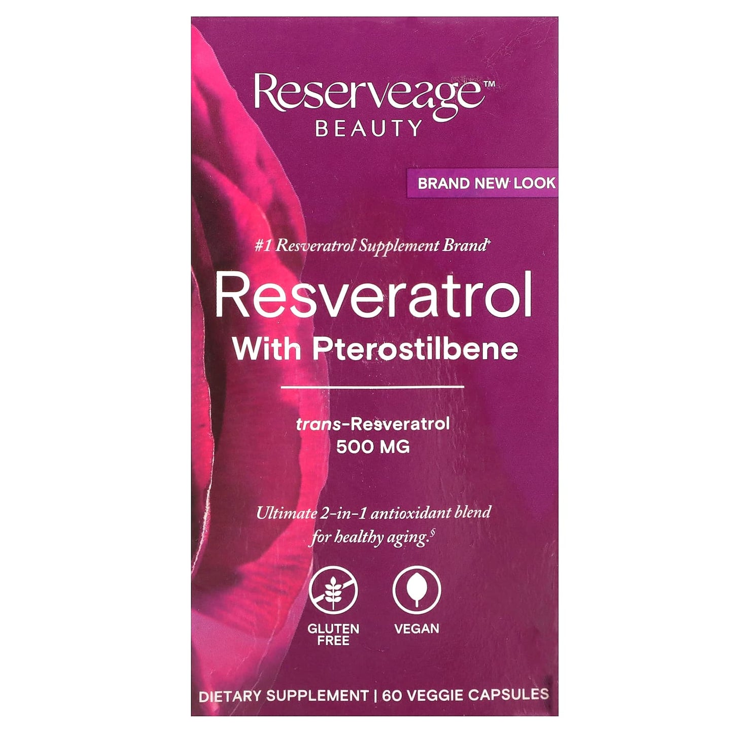 Reserveage Nutrition-Resveratrol with Pterostilbene -500 mg-60 Veggie Capsules