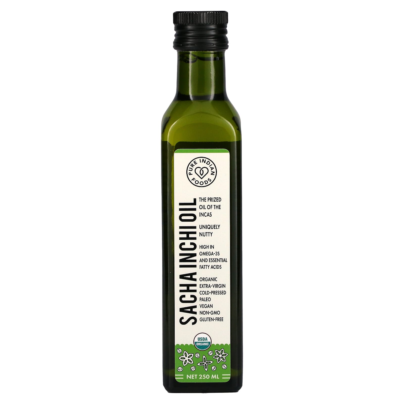 Pure Indian Foods-Organic Cold Pressed Extra-Virgin Sacha Inchi Oil-250 ml