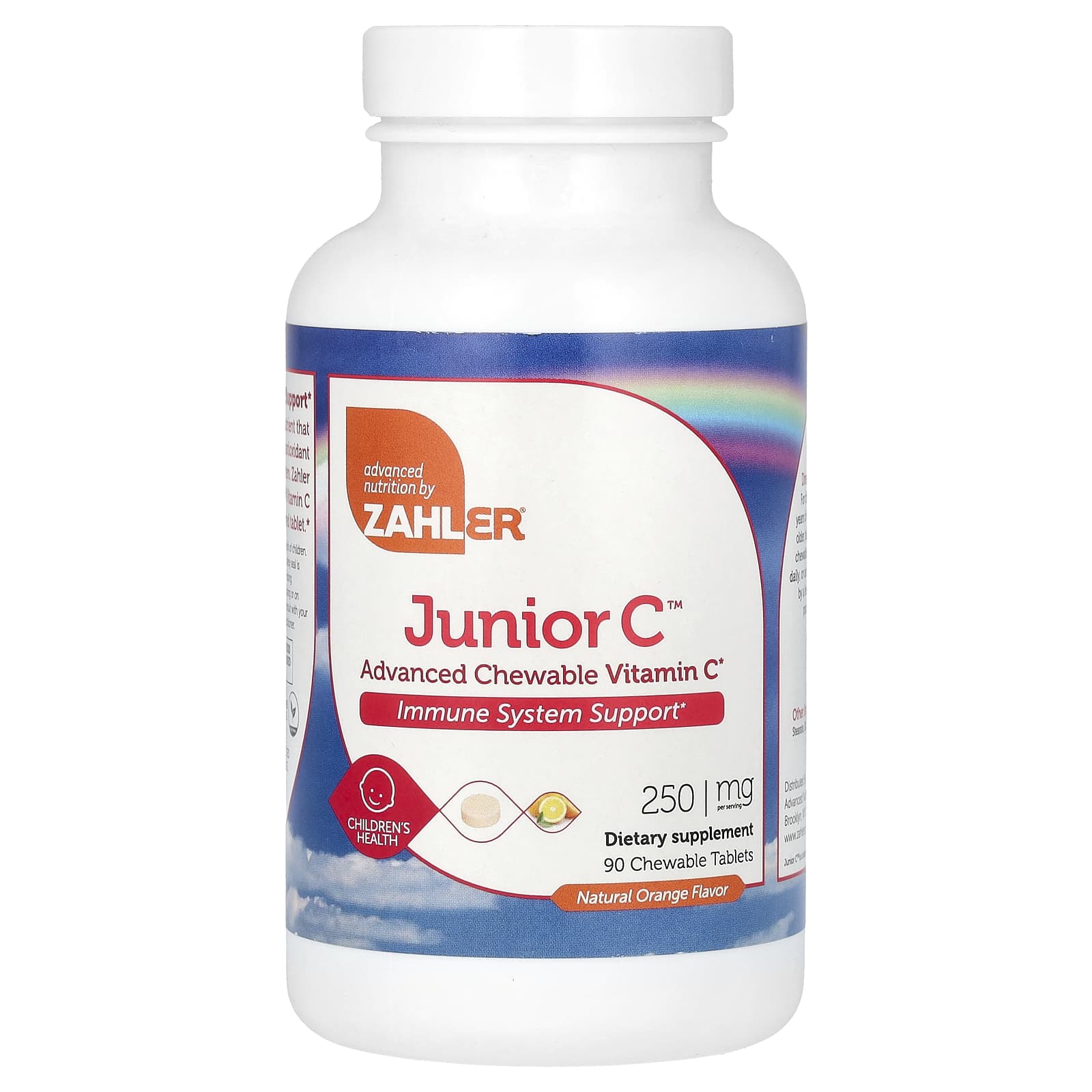 Zahler-Junior C-Advanced Chewable Vitamin C-Natural Orange-250 mg-90 Chewable Tablets