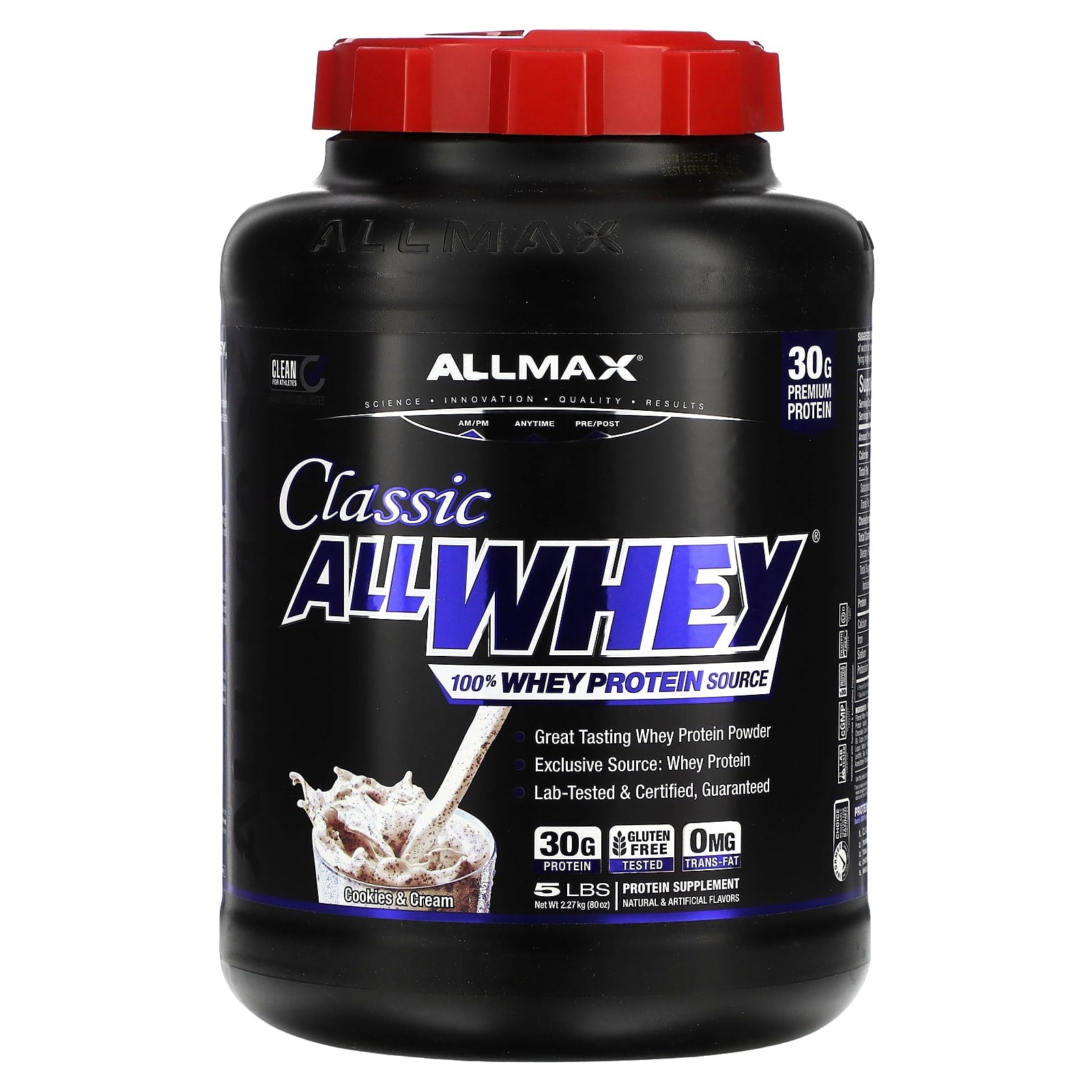 ALLMAX-Classic AllWhey-100% Whey Protein Source-Cookies & Cream-5 lbs. (2.27 kg)