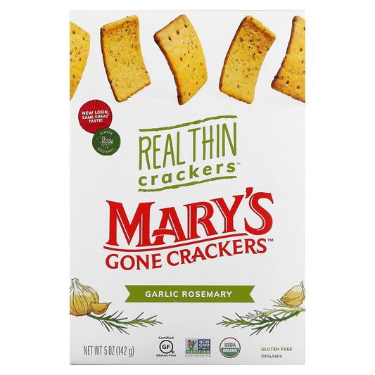 Mary's Gone Crackers-Real Thin Crackers-Garlic Rosemary-5 oz (142 g)