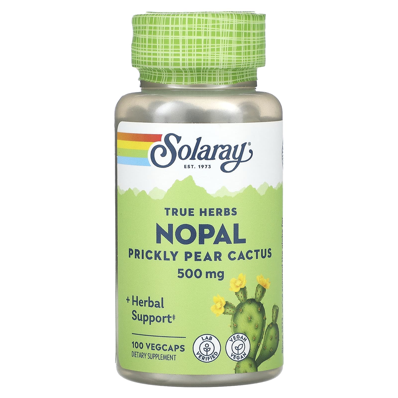 Solaray-True Herbs-Nopal-Prickly Pear Cactus-500 mg-100 VegCaps