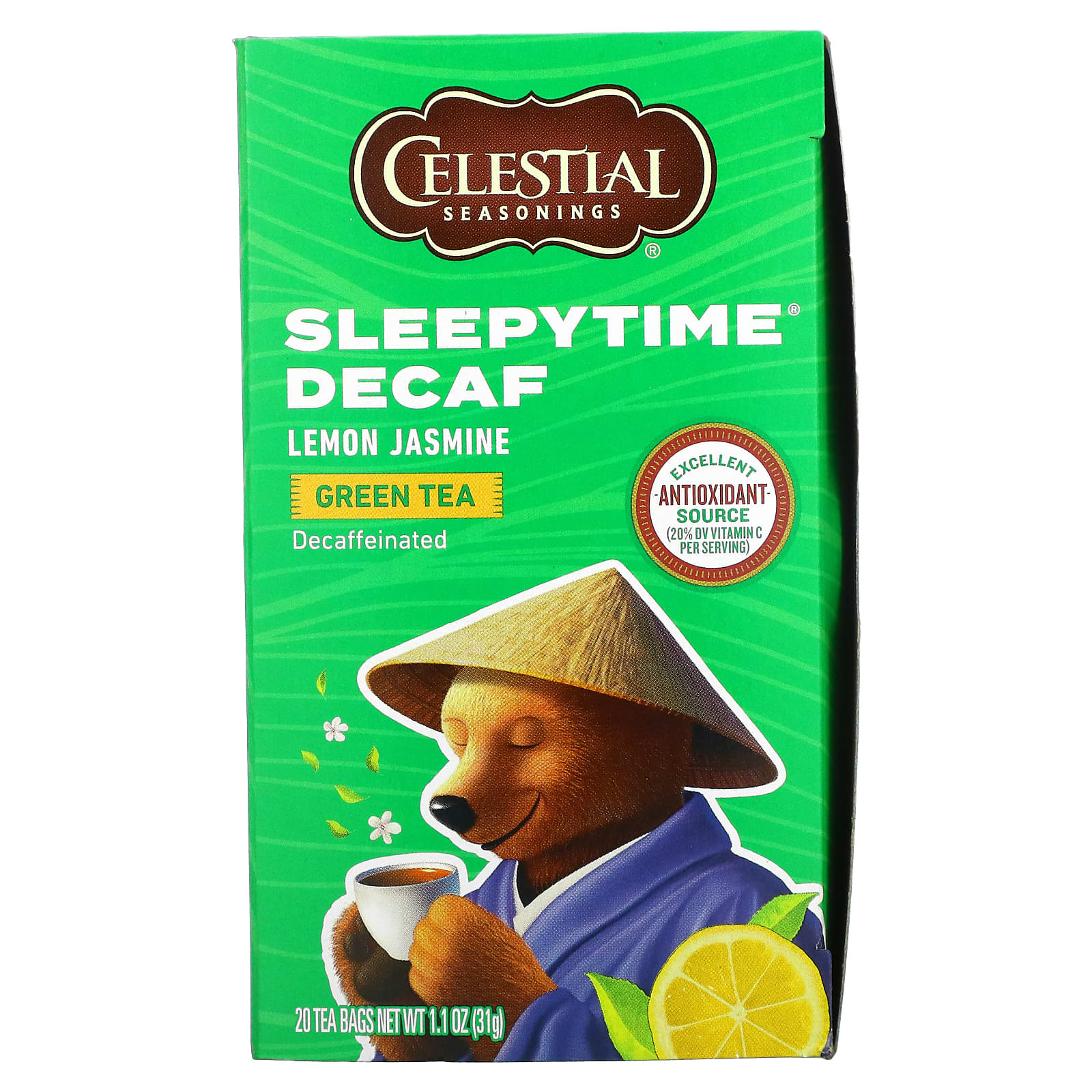 Celestial Seasonings-Sleepytime Green Tea Lemon Jasmine-Decaf-20 Tea Bags-1.1 oz (31 g)