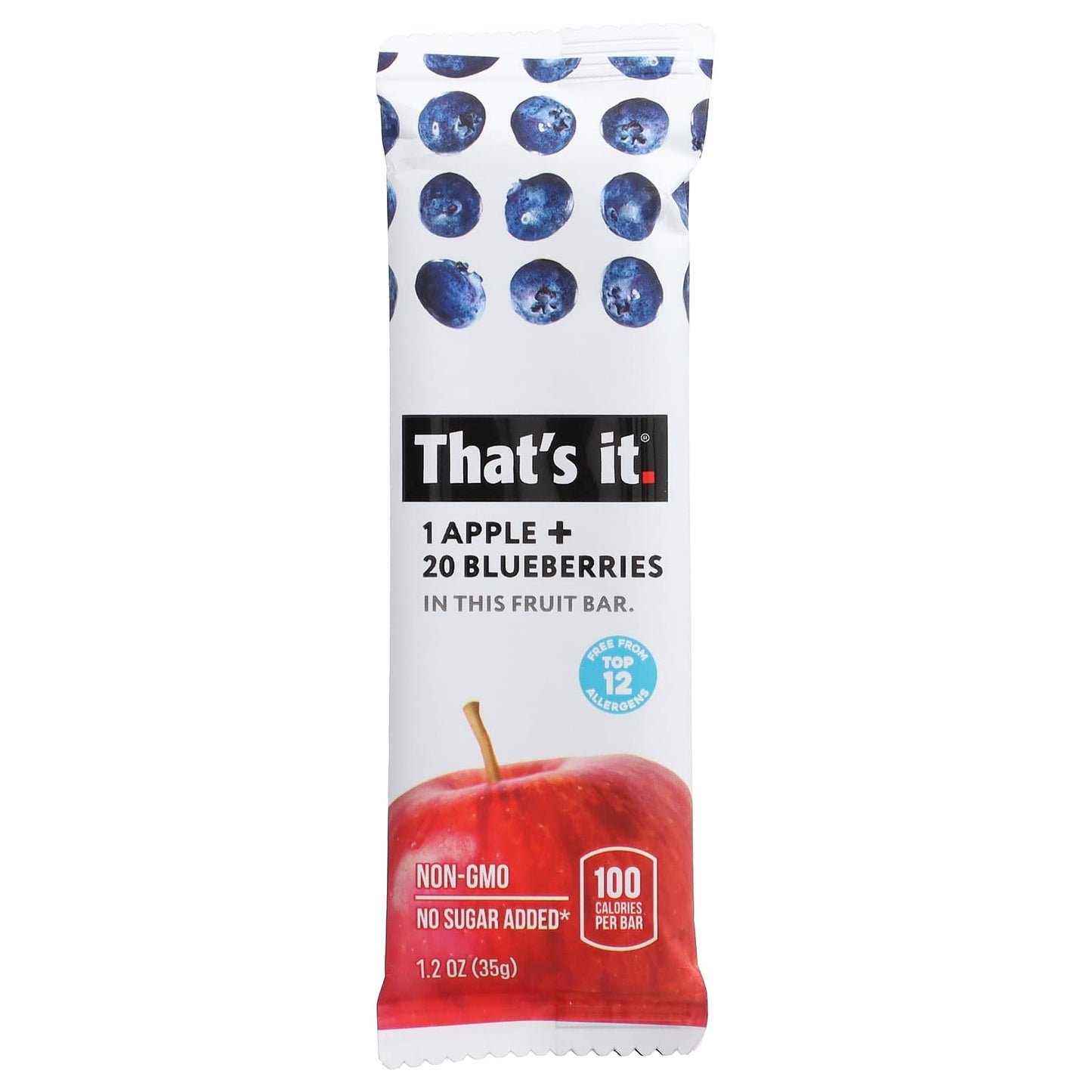 That's It, Fruit Bars, Apple + Blueberries, 12 Bars, 1.2 oz (35 g) Each