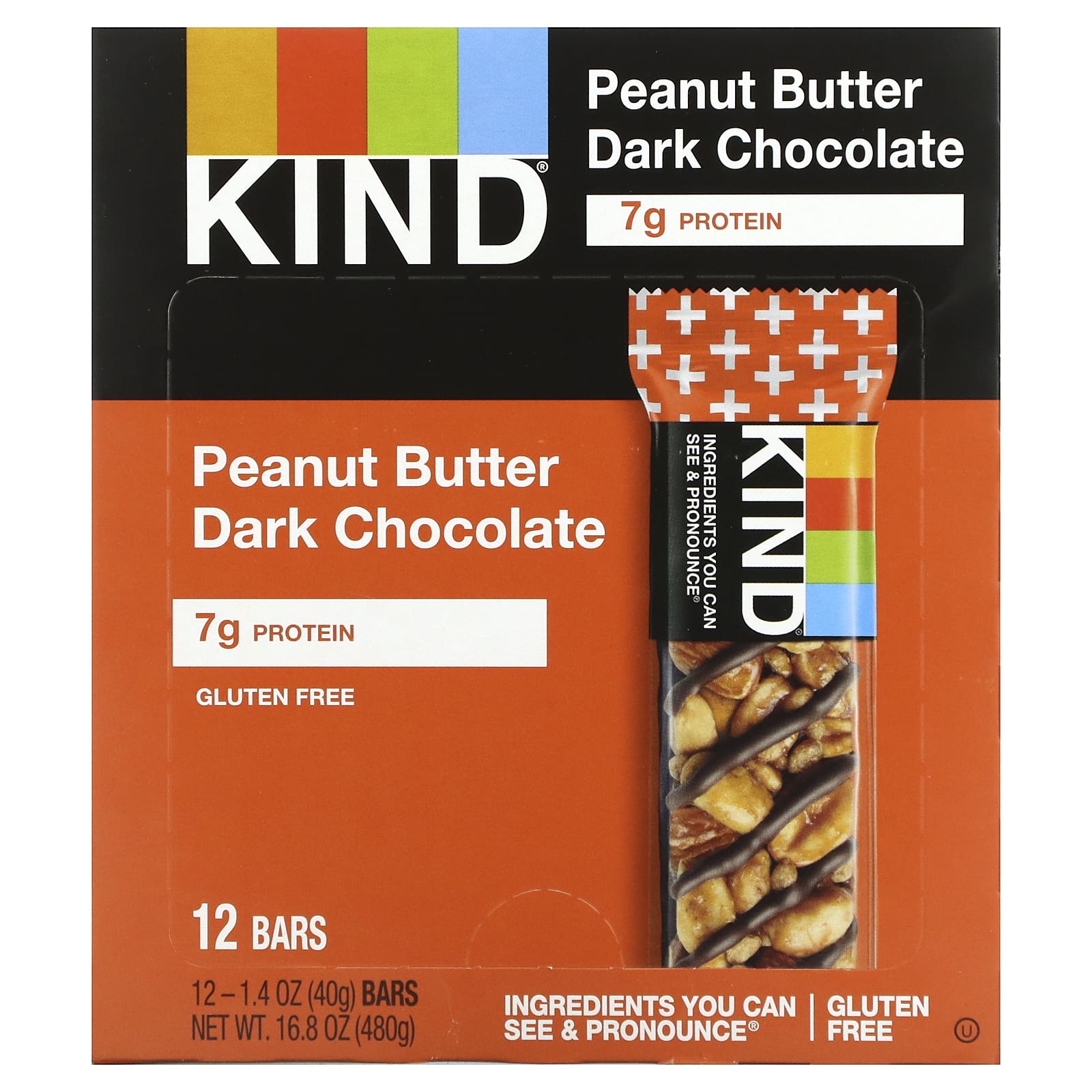 KIND Bars-Protein Bars-Peanut Butter Dark Chocolate-12 Bars-1.4 oz (40 g) Each