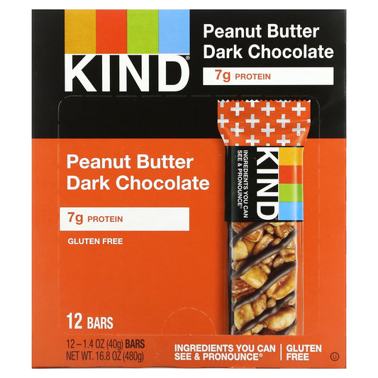 KIND Bars-Protein Bars-Peanut Butter Dark Chocolate-12 Bars-1.4 oz (40 g) Each