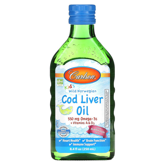 Carlson-Kid's Wild Norwegian-Cod Liver Oil-Bubble Gum -8.4 fl oz (250 ml)