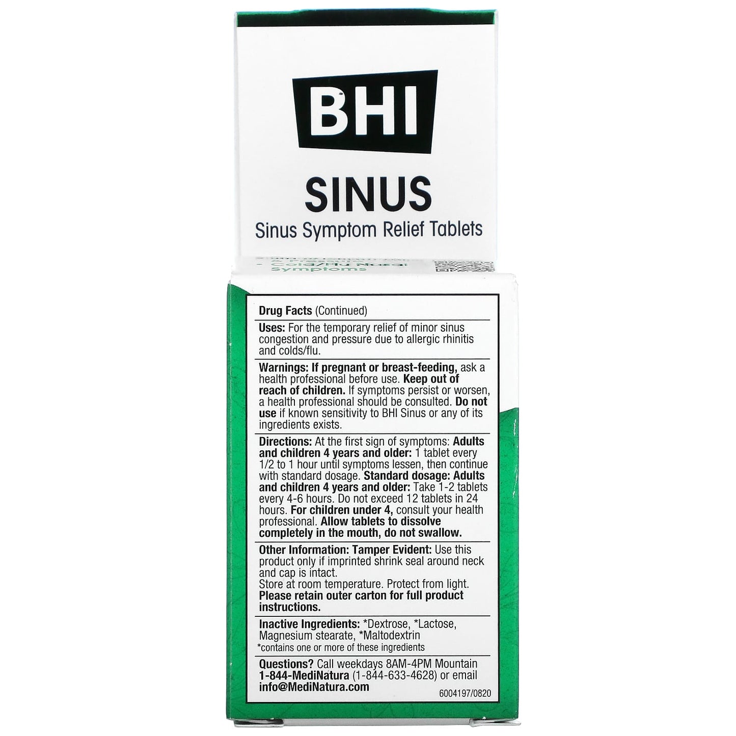 MediNatura, BHI, Sinus, 100 Tablets